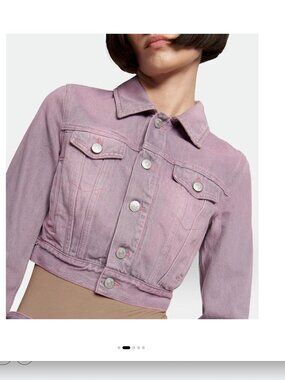 MM6 by Maison Margiela Women's Pink Cropped Denim Jacket